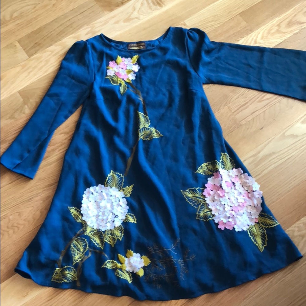 Anthropologie Embroidered/3D floral dress